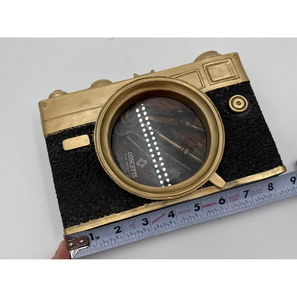 Concepts In Time Camera Photo Frame 4x4 Y2K Industrial Steampunk Gold Black